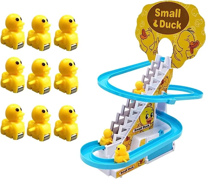 NEXTAKE%20Duck%20Slide%20Toy%20Set,%20Funny%20Automatic%20Stair-Climbing%20Ducklings%20Cartoon%20Race%20Track%20Set%20Little%20Lovely%20Penguins%20Slide%20Toy%20Escalator%20Toy%20with%20Lights%20and%20Music%20-%20Image%205
