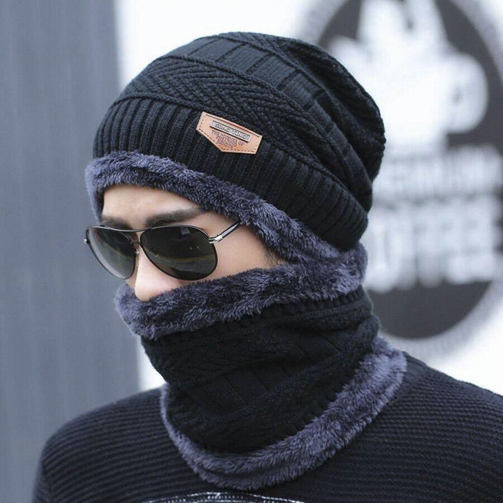 Winter Beanie & Neck Warmer Scarf Set - Winter Cap For Man - Cap For Men