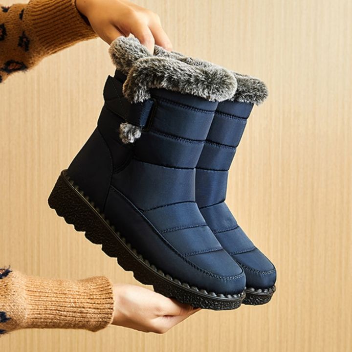 【Alien Alien】 Waterproof Winter Boots for Women 2023 New Faux Fur Long Plush Snow Boots Woman Platform Ankle Boots Warm Cotton Couples Shoes