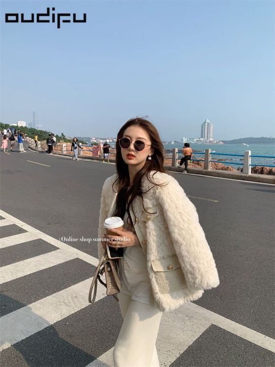 OUDIFU%20Autumn%20and%20Winter%20Fleece-Lined%20Thickened%20High-Grade%20Style%20Lamb%20Wool%20Short%20Furry%20Coat%20Women's%20Top%20-%20Image%209