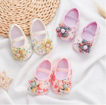 Baby Girls Soft Shoes Infant Toddler Walkers Shoes Colorful Flowers Princess Shoes