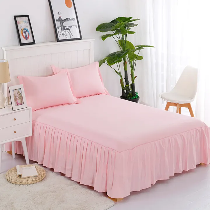 Yfashion%20Princess%20Style%20Pleated%20Cotton%20Bedspread%20ple%20Solid%20Color%20Soft%20hicken%20Bedding%20Sheet%20Dimensions:200*220+40cm%20-%20Image%208