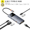 Baseus Type-C USB Hub, 6 Ports Splitter Hub-High Speed 10Gbps USB & Type-C, HDMI, RJ45(1000Mbps) for Laptop PC Computer, PD 100W Fast Charging. 