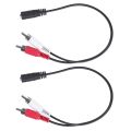 2Pcs 3.5 mm Stereo Female 2 RCA Male AV Cable Auxiliary Audio Adapter Wire. 