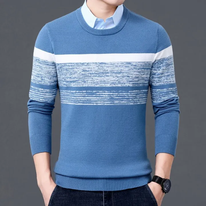 Shirt%20Collar%20Sweater%20Spring%20and%20Autumn%20Men's%20Business%20Casual%20Knitwear%20Pure%20Color%20All-Matching%20Dad%20Wear%20Cotton%20Knitwear%20Men's%20Clothing%20-%20Image%206