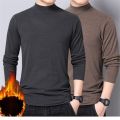 Winter T Shirt For Men Long Sleeve Tshirts Thermal Underwear Solid Color With Thin Fleece.