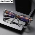 Kachawoo big frame square glasses blue light blocking male female TR90 acetate thick glasses frame retro style leopard black. 