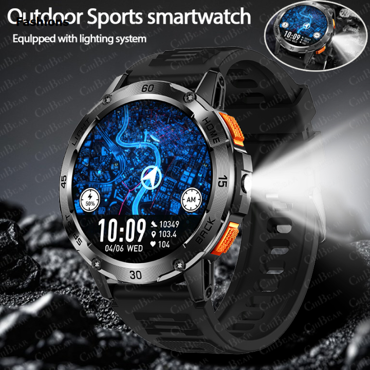 Fashions 5ATM LED Flashlight Smart Watch Men 100+ Sports Modes Health Monitor New style Man Watches Bluetooth Call Men Smartwatches For Android ios