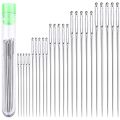 JAERBEE 25 Large Eye Stitching Needles - 5 Sizes Big Eye Hand Sewing Needles in Clear Storage Tube for Stitching, and Crafting.
