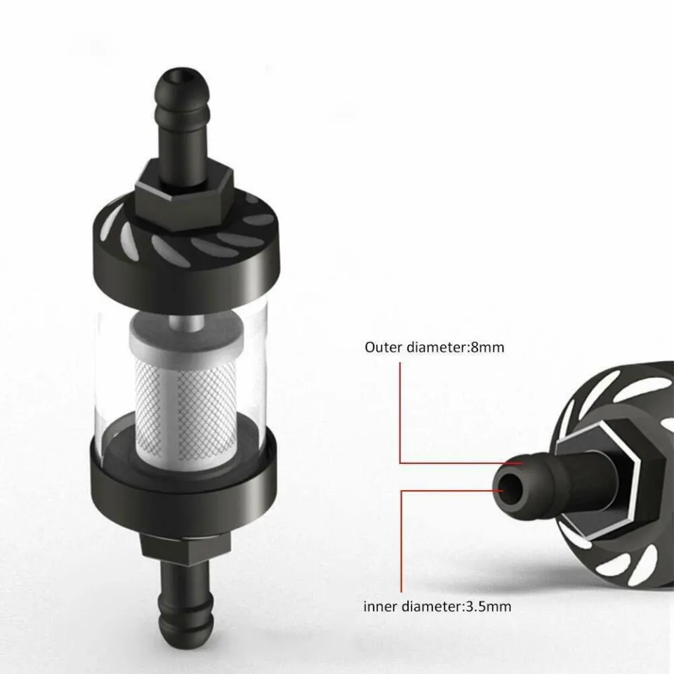 2Pcs Universal 8mm Washable Chrome Inline Fuel Filters - For Motorcycle, Car, ATV