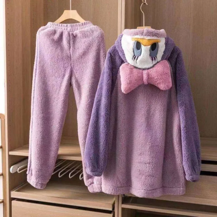 New%20Melody%20Autumn/Winter%20Peach%20Set%20Long%20Plush%20Couple%20Home%20Fur%20Yellow%20Bear%20Pajamas%20-%20Image%206