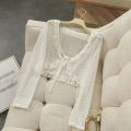 Lace Ruffle Shirt Y2Y Korean Summer Cardigan Sunscreen Women Casual Fashion Long Sleeves Short Shirts Sun Protection Clothing. 
