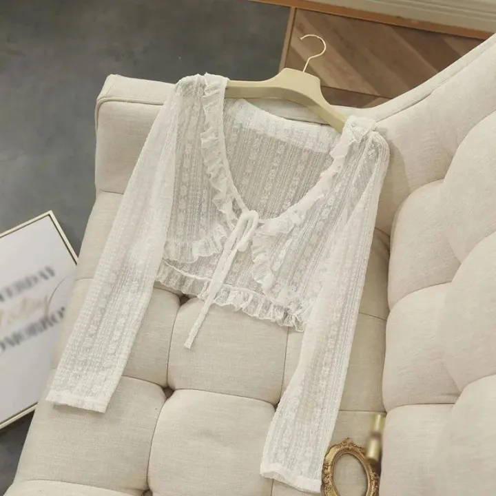 Lace%20Ruffle%20Shirt%20Y2Y%20Korean%20Summer%20Cardigan%20Sunscreen%20Women%20Casual%20Fashion%20Long%20Sleeves%20Short%20Shirts%20Sun%20Protection%20Clothing%20-%20Image%205