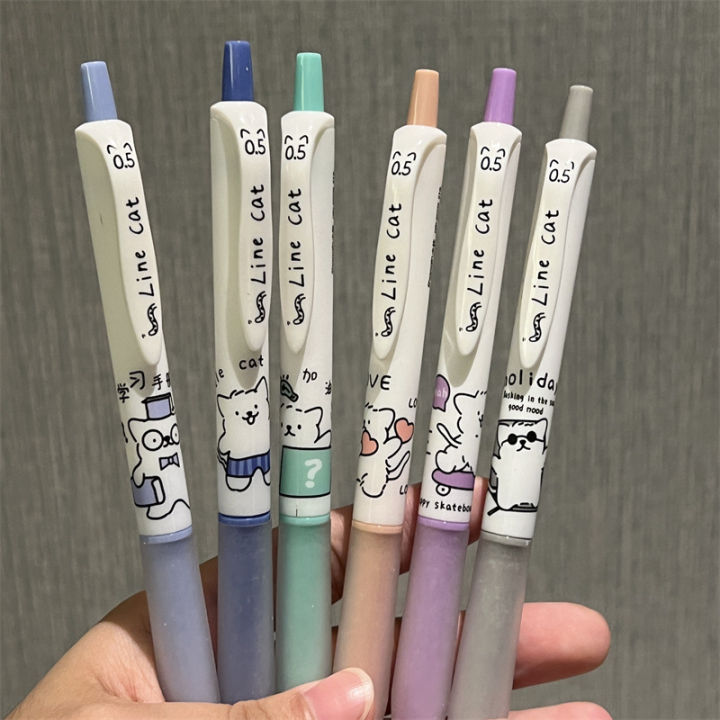 6pcs%20Cute%20Pens%20Black%20Ink%20Pen%20Set%20Kawaii%20Kitten%20Quick-Drying%20Gel%20Pen%20Office%20Accessories%20Stationery%20Supplies%20Aesthetic%20Stationery%20-%20Image%205