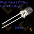 Water Clear LED Blue 5mm Ultra Bright-50Pcs. 