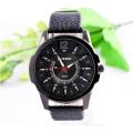 Stylist leather analog hand clock for men-black color.