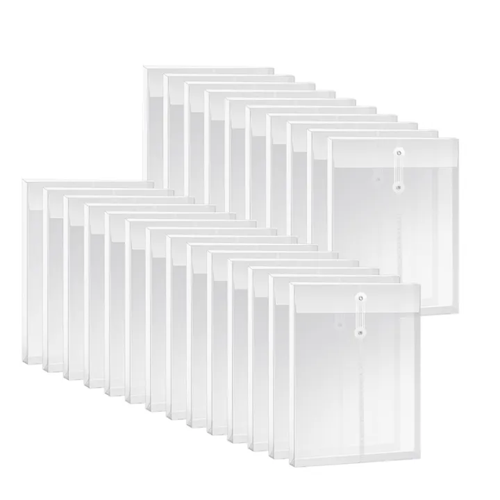 A4 Size Clear Plastic Envelopes Kit with String Closure, Expandable ...