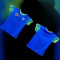 OFFTEX PREMIUM QUALITY BOYS BRAZILIAN BLUE HALF SLEEVE T-SHIRT MESH FABRIC AND SUBLIMATION PRINT. 