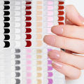 【Top-rated】 16Tips/Sheet French UV Semi-Cured Gel Nail Wraps Long Lasting Full Cover White Tip Sticker Waterproof LED Lamp Gel Nails Decals. 