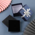 Square Box Engagement Ring Box Fashionable Velvet Interior Display Case Earrings Box Bow Design 1Pc Package Necklace Holder for.