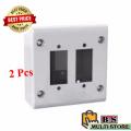 2 Hole Piano Switch Box Plastic Nylon ( Electrical Switch Board of 2 points ) White Color 2 Pcs. 