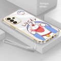 Samsung Galaxy A25 A15 5G A35 A55 5G Glossy Lucky Doraemon Casing Square Edges Plating Back TPU Soft Case Cover. 