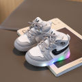 Spring and Autumn Children's Sneakers, High Top Girls' Mesh Casual Shoes, Boys' Sneakers, 1-6 Years Old Baby LED Shoes.