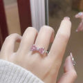 Crystal Bow Rings For Women Girls Romantic Zircon Bowknot Ring Opening Adjustable Finger Ring Fashion Jewelry Gifts Mzea. 