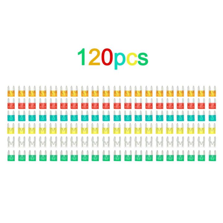 120pcs Mini Blade Fuses Auto Car Truck Assortment Fuse Kit 5A 10A 15A 20A 25A 30A