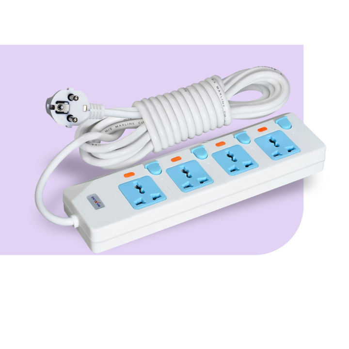 Maxline%204%20Port%20Multi%20Extension%20Socket%20Model:%20ML-844-2%20pin%20Plug/%203%20Miter%20Wire=%2010%20fit/hand%20%20Long%20Wire%20-%20Image%205