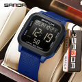 Sanda Square Solid Color Watch Retro Trendy Night Light Waterproof Electronic Men's Watch SD2194-6.