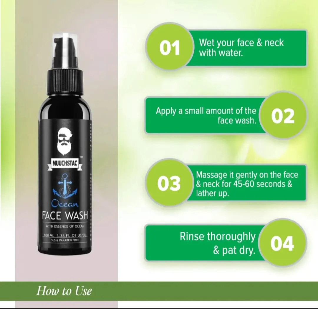 Mustack Muuchstac Ocean Face Wash for Men | Fight Acne & Pimples, Brighten Skin ...