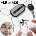 Nose Clip Reading Glasses Men Women Portable Hyperopia Glasses Transparent Eyeglasses Folding Glasses with Keychain +1.0 To +3.0.