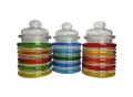 3 Pcs Crystal round Glass Jar Conatiner Glass Spice Jar Set. 