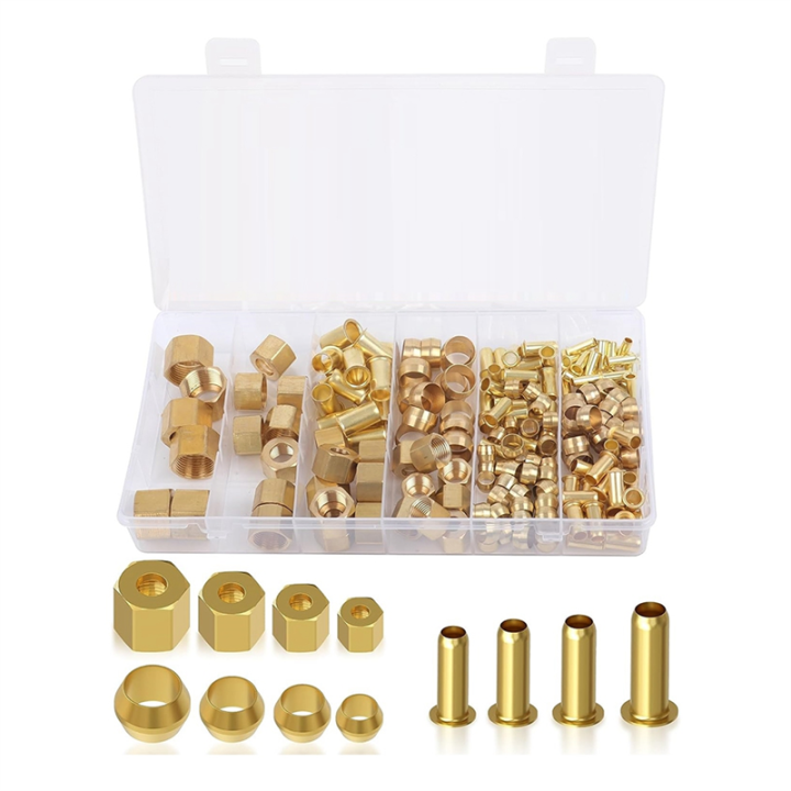 180PCS Compression Fittings Assortment Kit-(1/4In, 3/8In, 5/16In, 1/2In ...