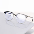 Fashion retro eyebrow half-frame anti-blue light business glasses men's and women's myopic eyewear.