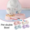 1Pc Cheap Candy Color Plastic Pet Double Bowls Creative Non-Slip Bowl Pet Food Water Feeder Dog Cat Bowl Pet Feeding Supplies.