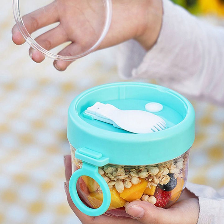 Overnight Oats Jar Container Portable Oatmeal Cups With Lids And Spoon Meal Jar