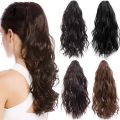 40CM Synthetic Ponytail Extension Wavy Curly Hair Claw Clip on Ponytail Hair Extension Heat-Resistant False Hairpiece.