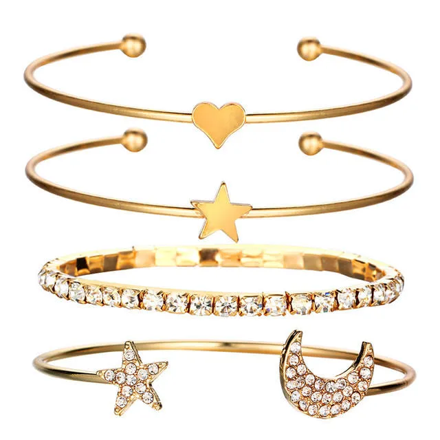 Trendy%20New%20Stylish%20Adjustable%204%20Pcs/Set%20Bracelet%20for%20Women%20-%20Bracelets%20for%20Girls%20Simple%20Stylish%20-%20Bangle%20Bracelet%20for%20Women%20New%20Collection%20Korean%20Style%20Fashion%20Jewellery%20Ornament%20-%20Image%203
