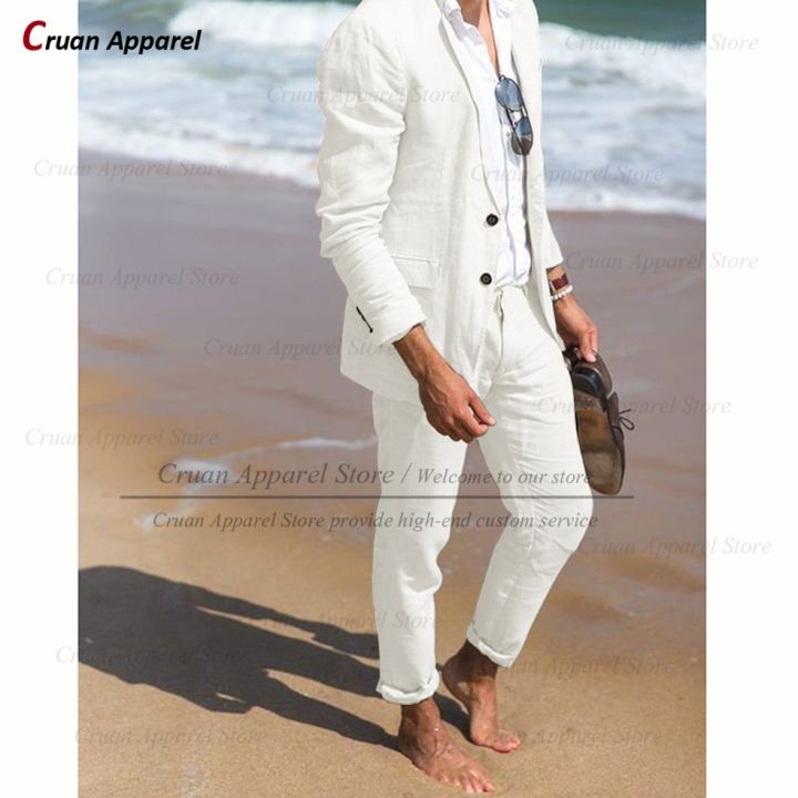 Linen%20Suits%20for%20Men%20Slim%20Fit%20Summer%20Formal%20Business%20Wedding%20Beach%20Thin%20Tuxedo%20Tailor-made%20Casual%20Blazer%20Pants%20Set%20Fashion%20Jacket%20-%20Image%203