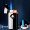 Metal USB Torch Turbo Double Jet Flame Pulse Dual Arc L!ghter. 