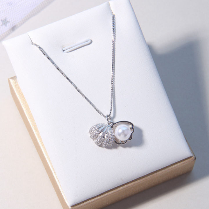 Necklace%20/%20Korean%20design%20silver%20plated%20shell%20pearl%20locket%20necklace%20for%20women%20and%20girls%20-%20Image%208