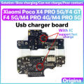 Original USB Charging charger dock board port for Xiaomi Poco M4 X4 F4 Pro GT 5G 4G IC Mic Microphone USB Port ribbon flex Cable Phone Tail plug Data cable signal interface. 