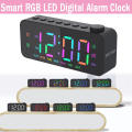 Alarm Clock Programmable RGB LED Compact Bedside Clock Modern Smart Digital Clock for Bedroom Accessory Wake Up Aid Home Décor Sleep Management Gift Idea. 