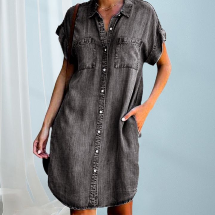 2023%20Denim%20Dress%20Elegant%20Women%20Clothing%20Blue%20Jeans%20Shirt%20Dresses%20Ladies%20Office%20Loose%20Pocket%20Summer%20Dress%20Vestido%20Femininos%20S-5XL%20-%20Image%203