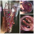 420ml Cat Ear Water Bottle For Girls with Sequins BPA FREE Double wall Tumbler with straw reusable Smoothie Cup Drinkware. 