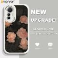 AMORVOR for Xiaomi 12 Lite 5G Back Cover Pink Rose PU Leather Case Soft Silicone Edge Mobile Cover.