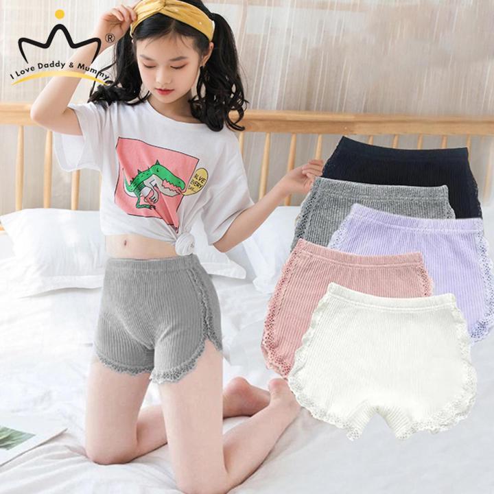 2-15 Years Baby Girl's Underpants Soft Lace Cotton Breathable Panties For Baby Girls Pure Colors Safety Summer Baby Girls Shorts