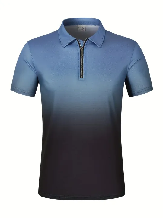 2024%20New%20Summer%20Men's%20Gradient%20Zipper%20T-shirt%20with%20Polo%20Collar,%20Extra%20Large%20Short%20sleeved%20Top,%203XL%20Retro%20Men's%20Casual%20T-shirt%20-%20Image%203